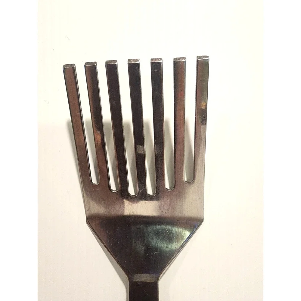 Vintage 7 Tine Pastry Fork Mixing Spatula Kitchen Utensil  Wood Handle